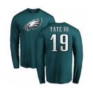 Nike Philadelphia Eagles #19 Golden Tate III Green Name & Number Logo Long Sleeve T-Shirt