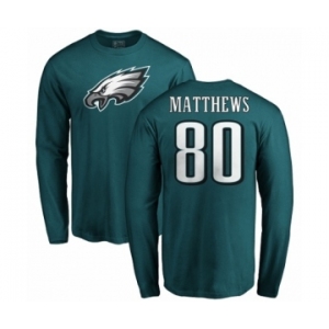 Nike Philadelphia Eagles #80 Jordan Matthews Green Name & Number Logo Long Sleeve T-Shirt