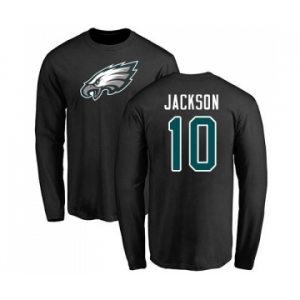 Philadelphia Eagles #10 DeSean Jackson Black Name & Number Logo Long Sleeve T-Shirt