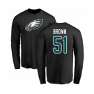 Philadelphia Eagles #51 Zach Brown Black Name & Number Logo Long Sleeve T-Shirt