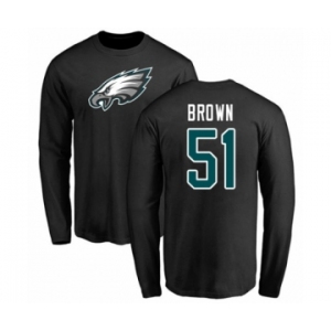 Philadelphia Eagles #51 Zach Brown Black Name & Number Logo Long Sleeve T-Shirt