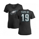 Women's Nike Philadelphia Eagles #19 Golden Tate III Black Name & Number Logo Slim Fit T-Shirt