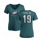 Women's Nike Philadelphia Eagles #19 Golden Tate III Green Name & Number Logo Slim Fit T-Shirt