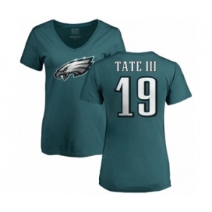 Women's Nike Philadelphia Eagles #19 Golden Tate III Green Name & Number Logo Slim Fit T-Shirt