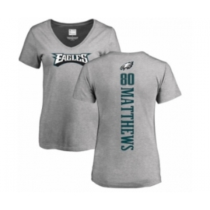 Women's Nike Philadelphia Eagles #80 Jordan Matthews Ash Backer V-Neck T-Shirt