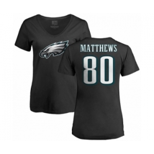 Women's Nike Philadelphia Eagles #80 Jordan Matthews Black Name & Number Logo Slim Fit T-Shirt