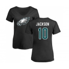 Women's Philadelphia Eagles #10 DeSean Jackson Black Name & Number Logo Slim Fit T-Shirt