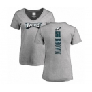 Women's Philadelphia Eagles #51 Zach Brown Ash Backer V-Neck T-Shirt