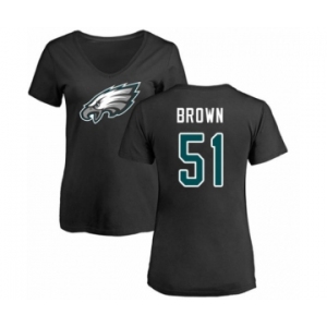 Women's Philadelphia Eagles #51 Zach Brown Black Name & Number Logo Slim Fit T-Shirt