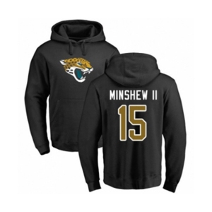 Football Jacksonville Jaguars #15 Gardner Minshew II Black Name & Number Logo Pullover Hoodie