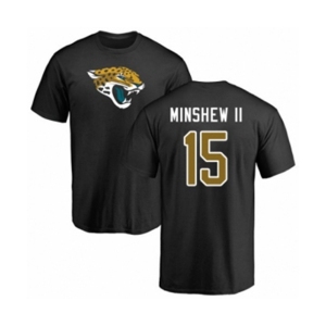 Football Jacksonville Jaguars #15 Gardner Minshew II Black Name & Number Logo T-Shirt