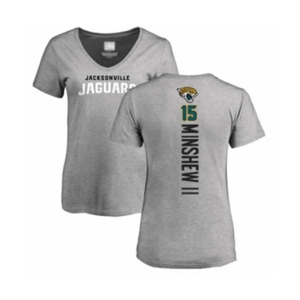 Football Women's Jacksonville Jaguars #15 Gardner Minshew II Ash Backer T-Shirt