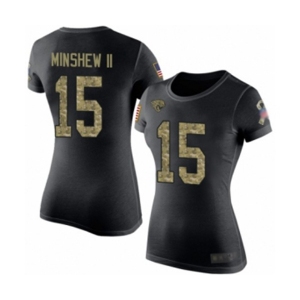 Football Women's Jacksonville Jaguars #15 Gardner Minshew II Black Camo Salute to Service T-Shirt