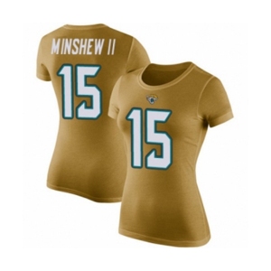 Football Women's Jacksonville Jaguars #15 Gardner Minshew II Gold Rush Pride Name & Number T-Shirt