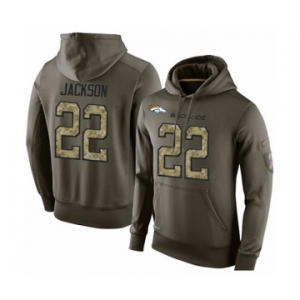 Football Men's Denver Broncos #22 Kareem Jackson Green Salute To Service Pullover Hoodie