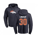 NFL Nike Denver Broncos #30 Phillip Lindsay Navy Blue Name & Number Logo Pullover Hoodie