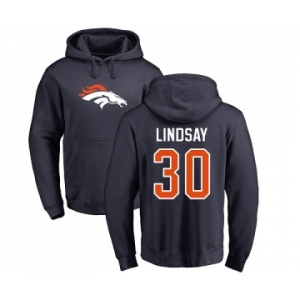 NFL Nike Denver Broncos #30 Phillip Lindsay Navy Blue Name & Number Logo Pullover Hoodie