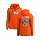 Football Women's Denver Broncos #22 Kareem Jackson Orange Name & Number Logo Pullover Hoodie