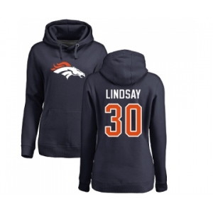 NFL Women's Nike Denver Broncos #30 Phillip Lindsay Navy Blue Name & Number Logo Pullover Hoodie