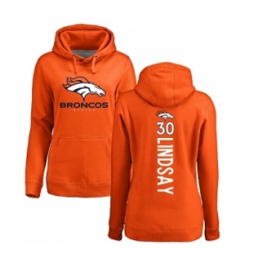 NFL Women's Nike Denver Broncos #30 Phillip Lindsay Orange Backer Pullover Hoodie