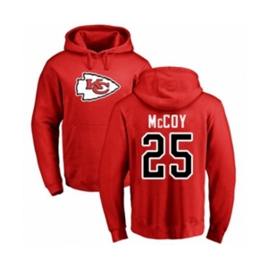 Football Kansas City Chiefs #25 LeSean McCoy Red Name & Number Logo Pullover Hoodie