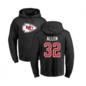 Football Kansas City Chiefs #32 Marcus Allen Black Name & Number Logo Pullover Hoodie