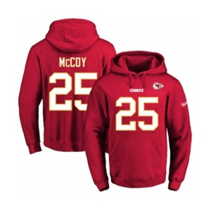 Football Men's Kansas City Chiefs #25 LeSean McCoy Red Name & Number Pullover Hoodie