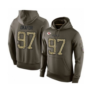 Football Men's Kansas City Chiefs #97 Alex Okafor Green Salute To Service Pullover Hoodie