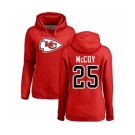 Football Women's Kansas City Chiefs #25 LeSean McCoy Red Name & Number Logo Pullover Hoodie