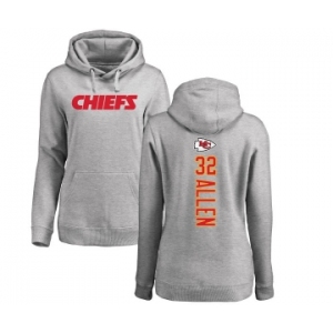 Football Women's Kansas City Chiefs #32 Marcus Allen Ash Backer Pullover Hoodie