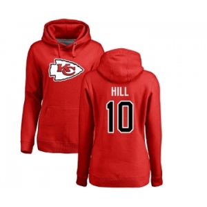 NFL Women's Nike Kansas City Chiefs #10 Tyreek Hill Red Name & Number Logo Pullover Hoodie