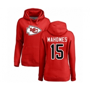NFL Women's Nike Kansas City Chiefs #15 Patrick Mahomes Red Name & Number Logo Pullover Hoodie
