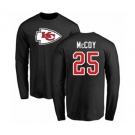 Football Kansas City Chiefs #25 LeSean McCoy Black Name & Number Logo Long Sleeve T-Shirt