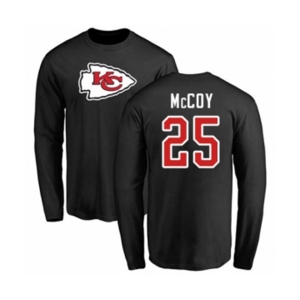 Football Kansas City Chiefs #25 LeSean McCoy Black Name & Number Logo Long Sleeve T-Shirt