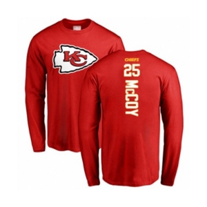 Football Kansas City Chiefs #25 LeSean McCoy Red Backer Long Sleeve T-Shirt