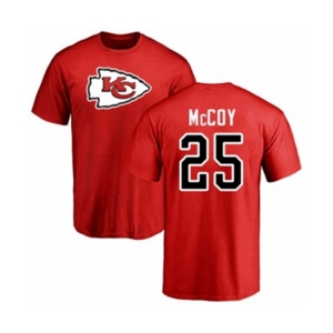 Football Kansas City Chiefs #25 LeSean McCoy Red Name & Number Logo T-Shirt