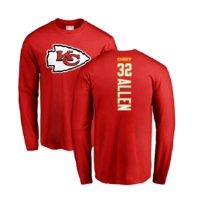 Football Kansas City Chiefs #32 Marcus Allen Red Backer Long Sleeve T-Shirt