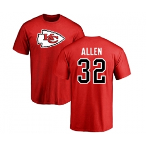 Football Kansas City Chiefs #32 Marcus Allen Red Name & Number Logo T-Shirt