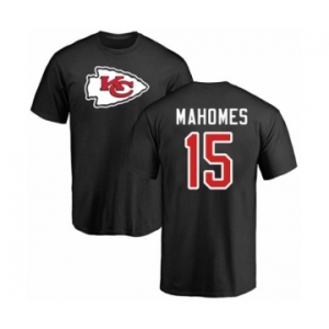 NFL Nike Kansas City Chiefs #15 Patrick Mahomes Black Name & Number Logo T-Shirt