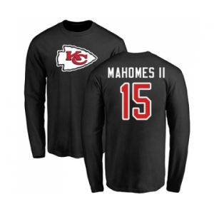 NFL Nike Kansas City Chiefs #15 Patrick Mahomes II Black Name & Number Logo Long Sleeve T-Shirt