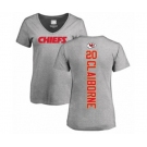 Football Women's Kansas City Chiefs #20 Morris Claiborne Ash Backer V-Neck T-Shirt