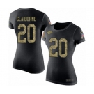 Football Women's Kansas City Chiefs #20 Morris Claiborne Black Camo Salute to Service T-Shirt