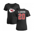 Football Women's Kansas City Chiefs #20 Morris Claiborne Black Name & Number Logo Slim Fit T-Shirt