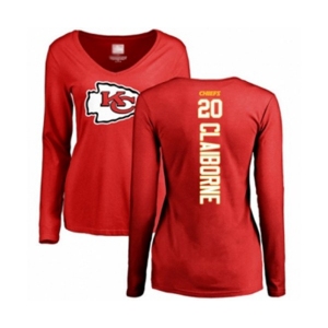 Football Women's Kansas City Chiefs #20 Morris Claiborne Red Backer Slim Fit Long Sleeve T-Shirt