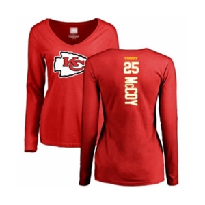 Football Women's Kansas City Chiefs #25 LeSean McCoy Red Backer Slim Fit Long Sleeve T-Shirt