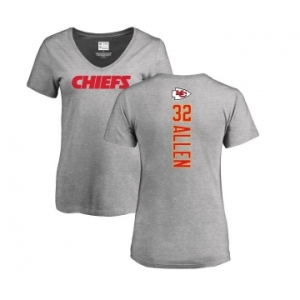 Football Women's Kansas City Chiefs #32 Marcus Allen Ash Backer V-Neck T-Shirt