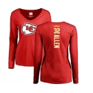 Football Women's Kansas City Chiefs #32 Marcus Allen Red Backer Slim Fit Long Sleeve T-Shirt