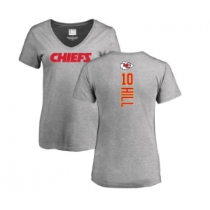 NFL Women's Nike Kansas City Chiefs #10 Tyreek Hill Ash Backer V-Neck T-Shirt