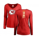 NFL Women's Nike Kansas City Chiefs #10 Tyreek Hill Red Backer Slim Fit Long Sleeve T-Shirt