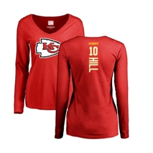 NFL Women's Nike Kansas City Chiefs #10 Tyreek Hill Red Backer Slim Fit Long Sleeve T-Shirt